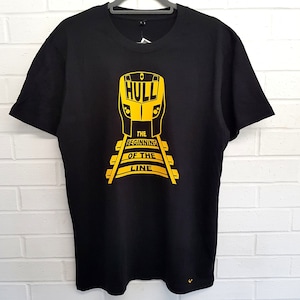 HULL tshirt gift The Beginning Of The Line T-shirt unisex mens ladies Yorkshire Trains Yorkshire railway organic vegan climate neutral