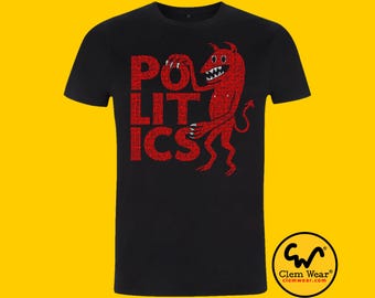 Polit-T-Shirt T-Shirt Teufel Dämon lustiges Geschenk halten mit Druck Geschenk unisex Herren Damen Clem Wear Parodie Kitch Bio Fairtrade