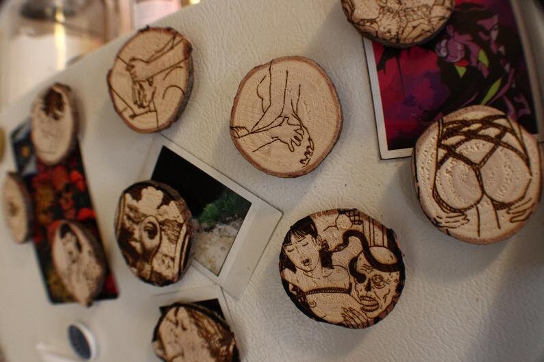 Wood Cookie Magnet Kitchen Locker Display For Bedroom Bunny Girls Ecchi Magnet