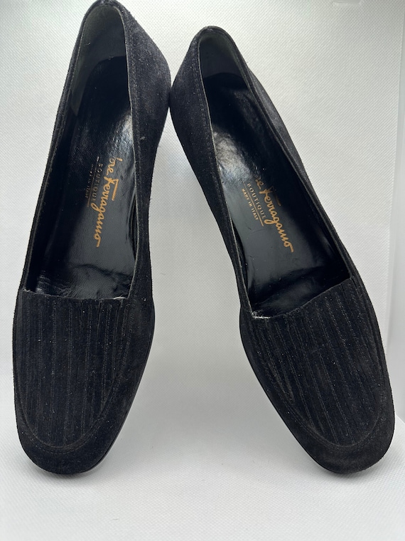 Salvatore Ferragamo Black Suede Pumps