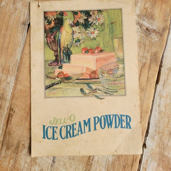 Vintage 1920s Jell-O Ice Cream Powder Pamphlet. Old Jell-O Advertising.