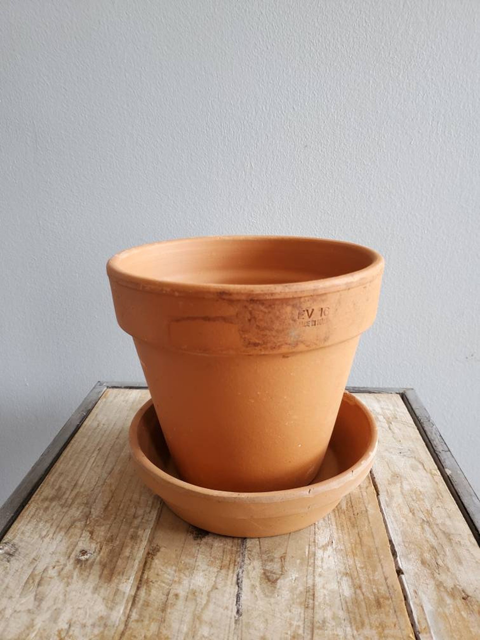 Vintage Made in Italy Terracotta Clay Pot with Saucer. Old Etsy