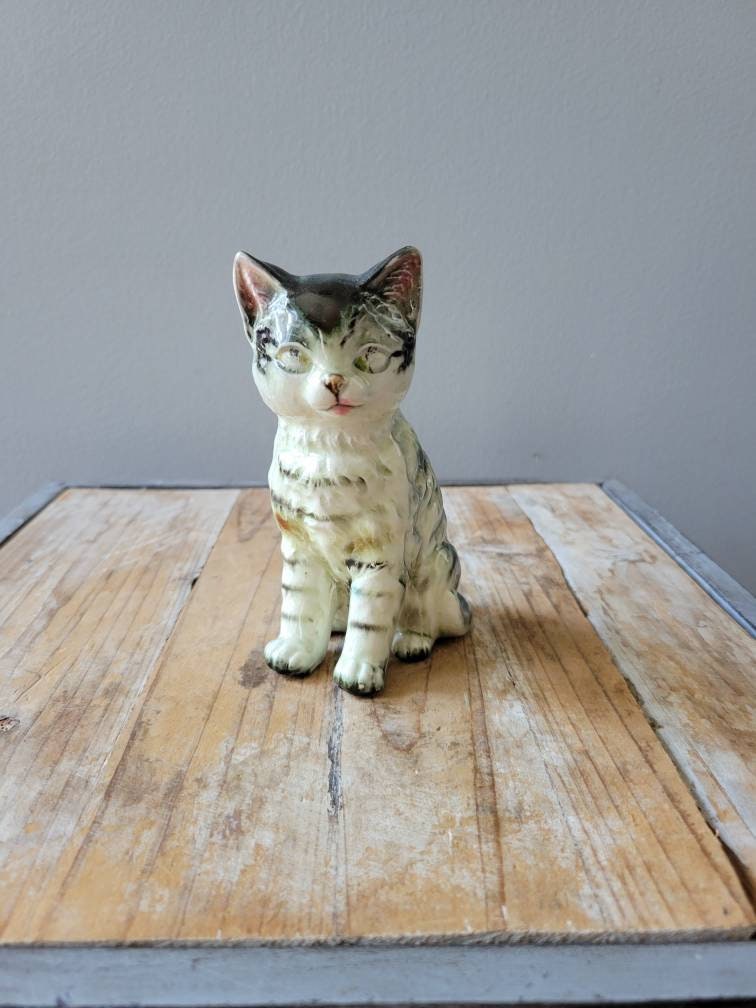 Vintage Made in Japan Cat Figurine. Antique Kitten Knick Etsy