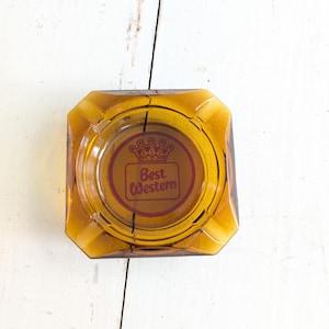 Vintage Amber Best Western Hotel Ashtray. Old Hotel Ashtray.