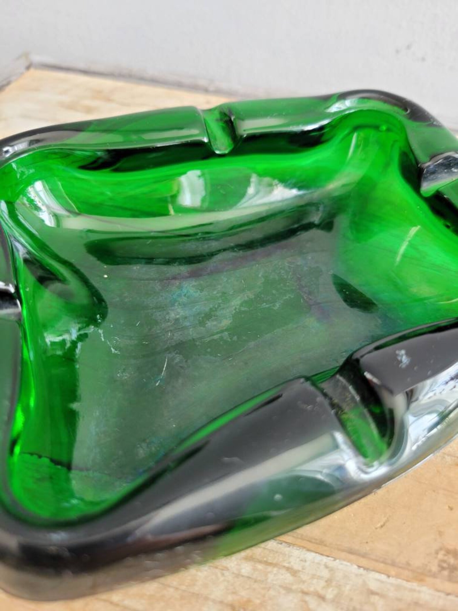 Vintage Green Glass Ashtray. Old Heavy Duty Ashtray. Retro Mid Etsy