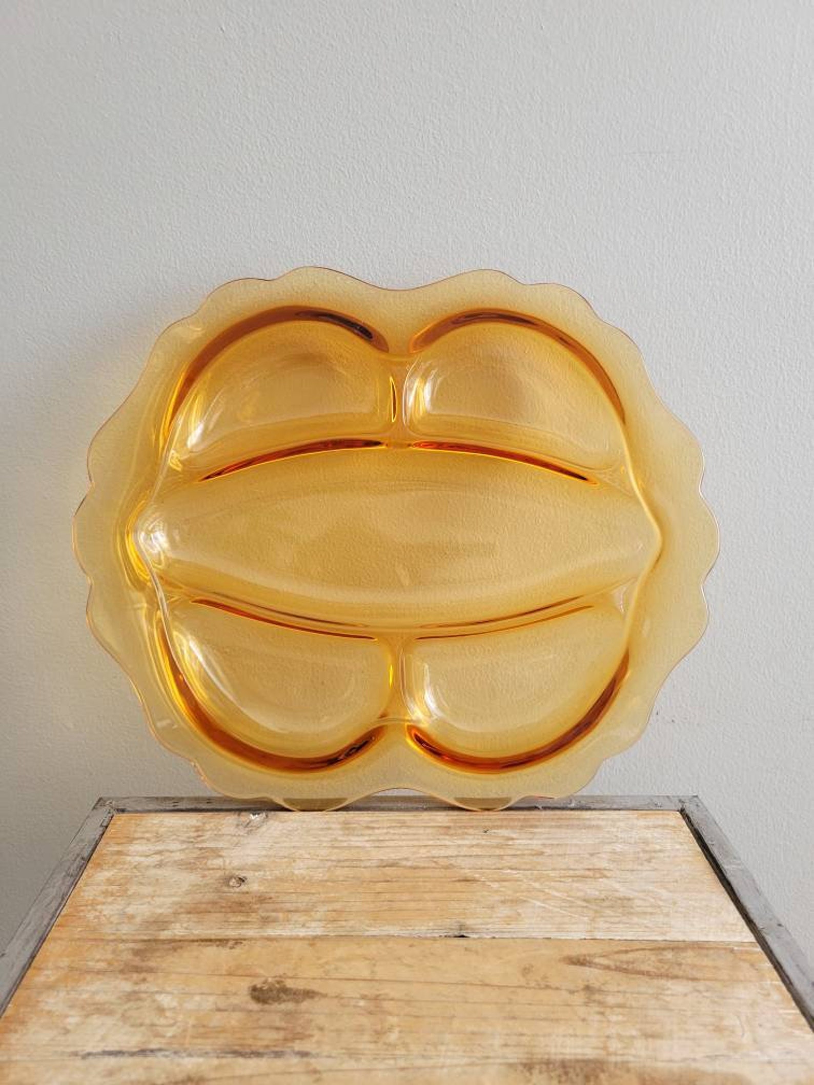 Vintage Amber Glass Olive Tray. Old Serving Platter. Etsy