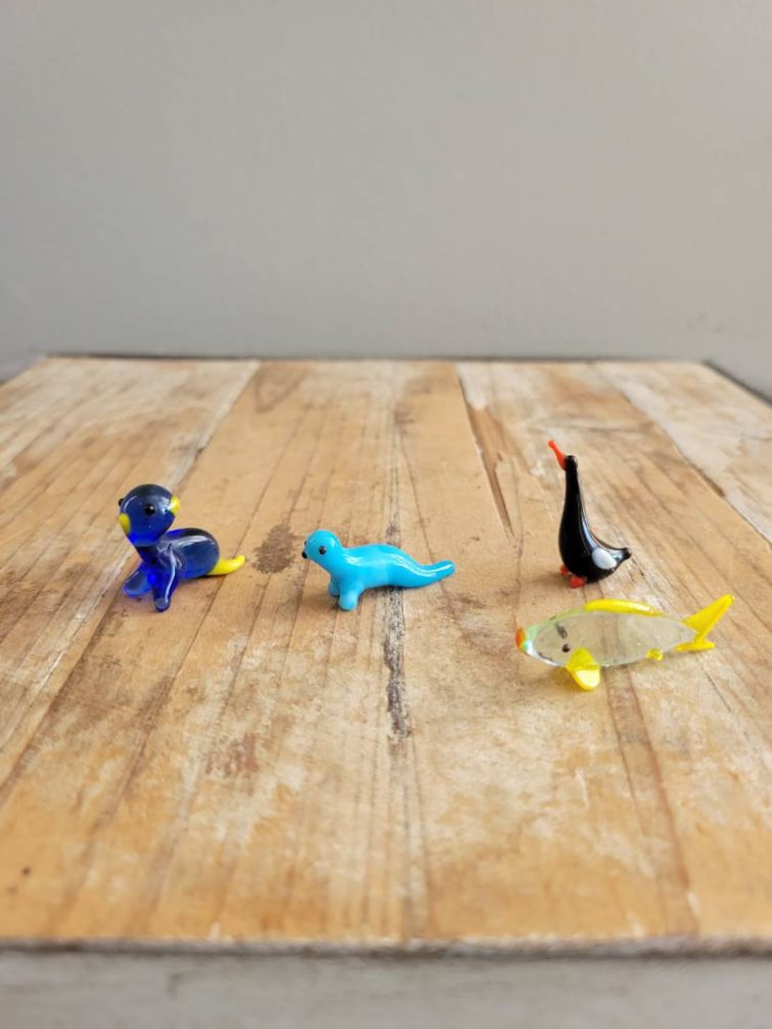 Vintage Set of 4 Blown Glass Animal Figurines. Old Glass Very Etsy