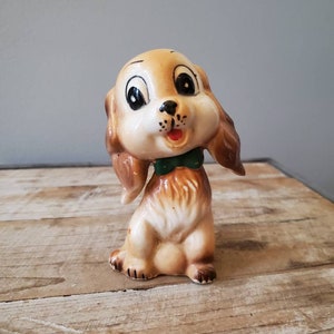 Vintage Puppy Figurine. Old Made in Japan Dog Statue. Antique Hound Dog Statue.