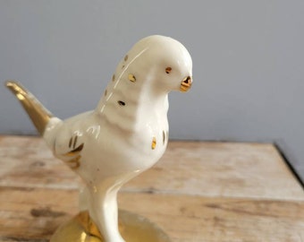 ヴィンテージの白い鳥の置物。古い白と金の鳥の像。 - Etsy 日本
