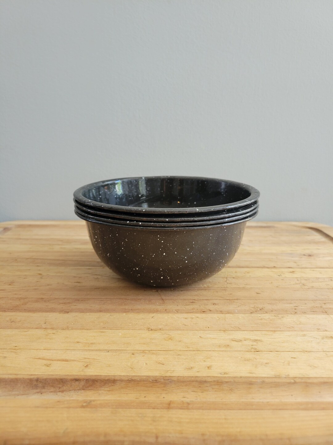 Vintage Set of 4 Black Granite Bowls. Etsy