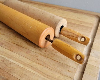 Set of 2 Vintage Rolling Pins. Old Wooden Rolling Pins.