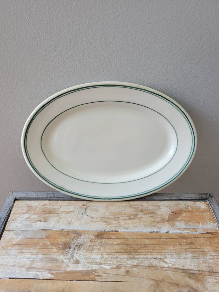 Vintage Buffalo China Green Rim Platter. Old Restaurantware | Etsy