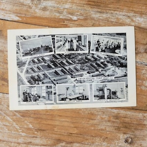 vintage Station Hospital, Carte postale Camp Grant Illinois. Souvenirs de la Vieille Guerre mondiale 2
