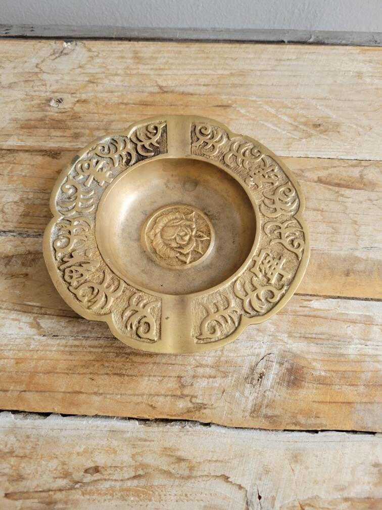 Vintage Brass Made in Korea Ashtray. Old Mid Century Ashtray. Etsy