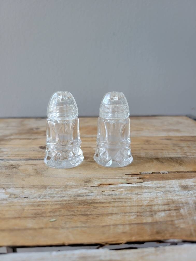 Vintage Small Clear Glass Salt and Pepper Shakers. Old Tiny Etsy
