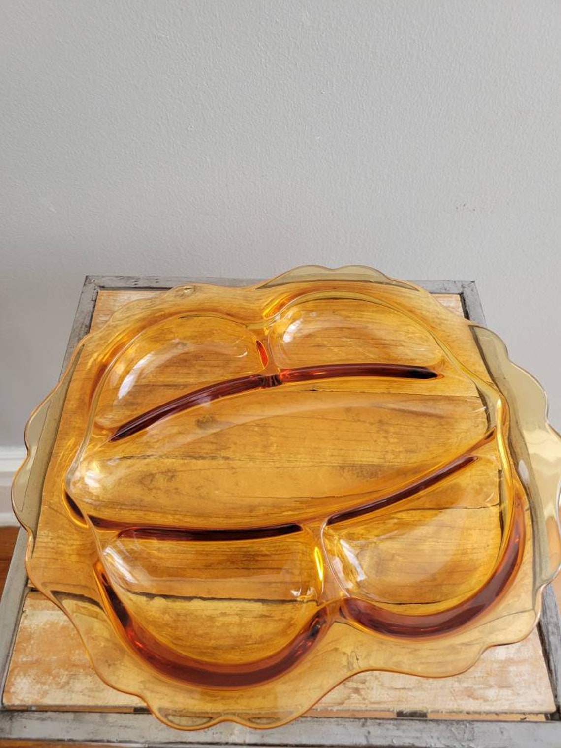 Vintage Amber Glass Olive Tray. Old Serving Platter. Etsy