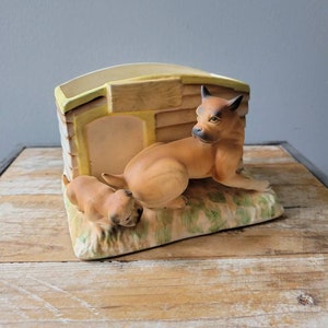 Vintage Made in Japan Bulldog Planter.  Antique Mid Century Dog Vase. Old Dog Figurine Flower Pot.