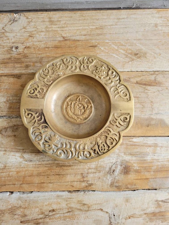 Vintage Brass Made in Korea Ashtray. Old Mid Century Ashtray. Etsy