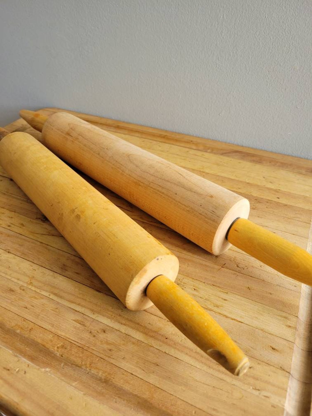 Set of 2 Vintage Rolling Pins. Old Wooden Rolling Pins. Etsy