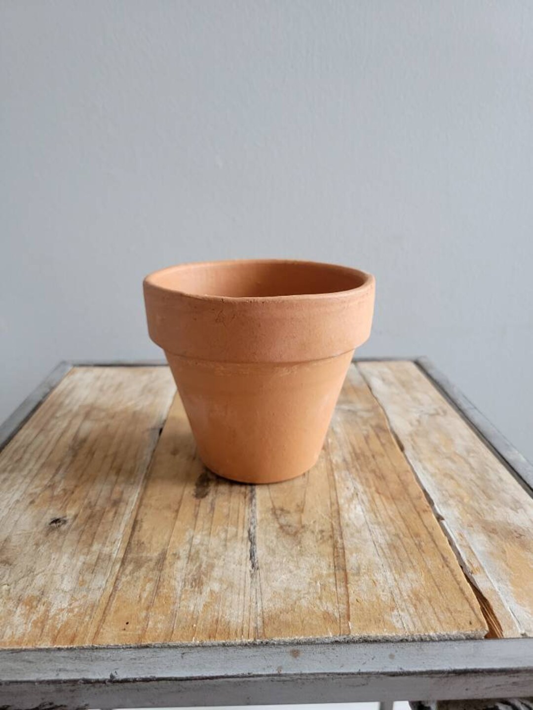 Vintage Made in Italy Terracotta Clay Pot. Old 4 Inch Planter With