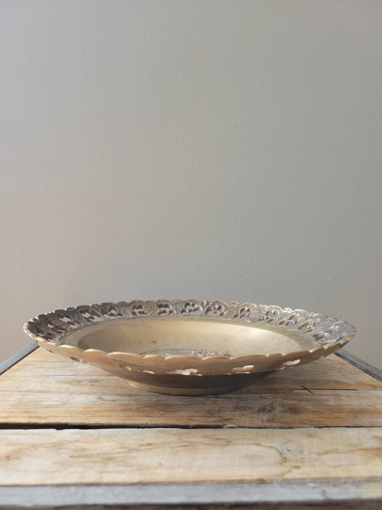 Vintage Brass Made in Korea Large Bowl. Old Brass Art Deco Etsy