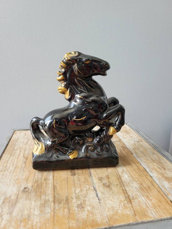 Vintage Black Horse Figurine. Old Horse Statue. Etsy