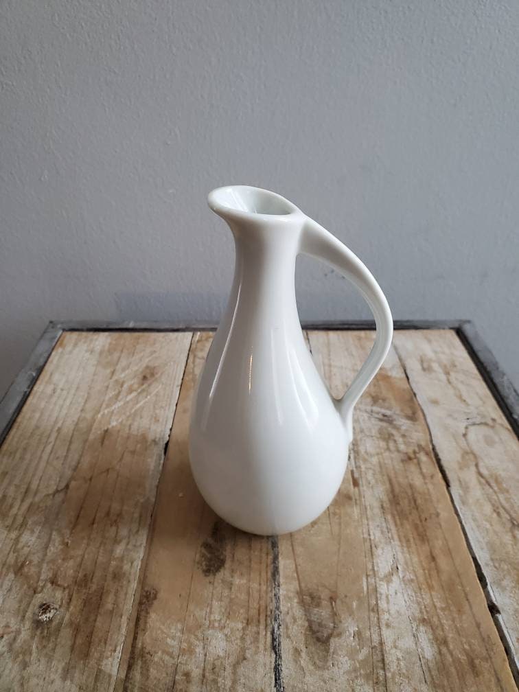 Vintage White Small Creamer Pitcher. Old White Pitcher Vase. Etsy