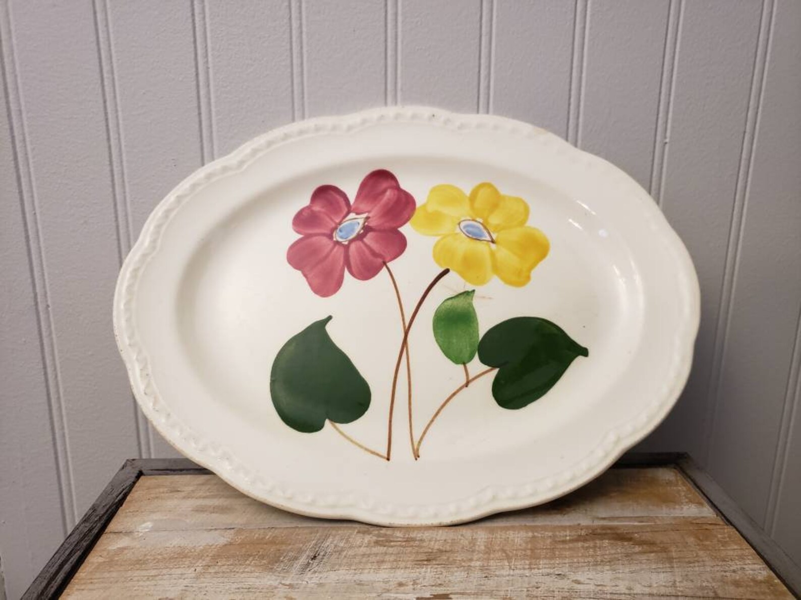 Heritage Ware by Stetson Hand Painted Flower platter. Etsy