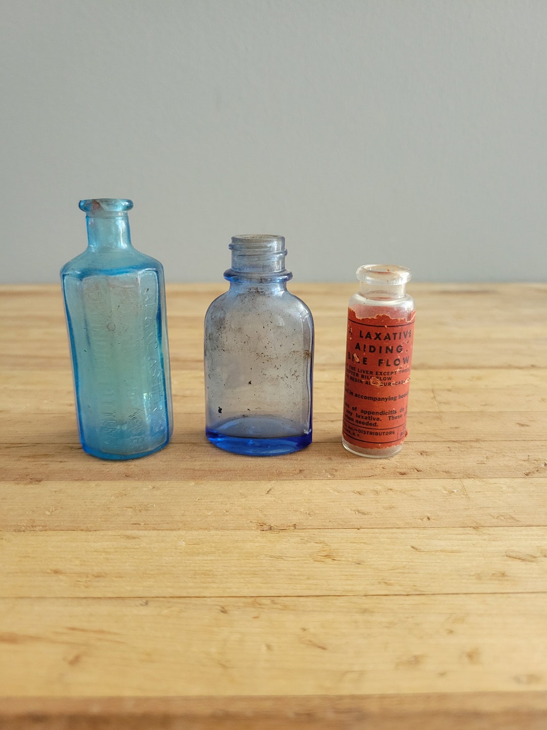 Vintage Alancaster's Indian Vegetable Jaundice Bitters Glass Bottle. Old Laxative Aiding Bile