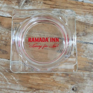 Vintage Ramada Inn Glass Ashtray.  Old Hotel Memorabilia Ash Tray. Retro Ashtray.