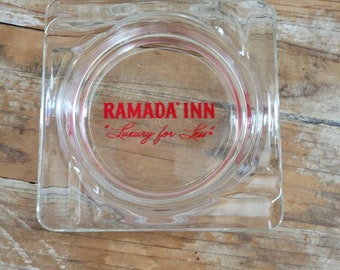 Vintage Ramada Inn Glass Ashtray.  Old Hotel Memorabilia Ash Tray. Retro Ashtray.