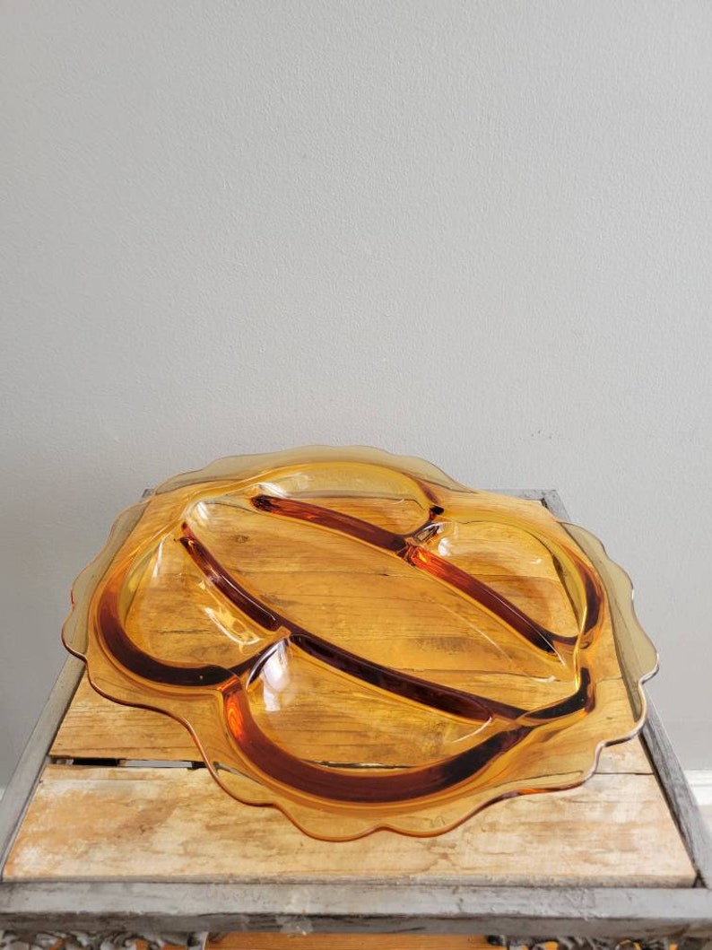 Vintage Amber Glass Olive Tray. Old Serving Platter. Etsy