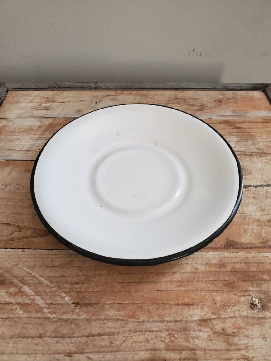 Vintage Small Black and White Enamel Plate. Antique Enamelware Etsy