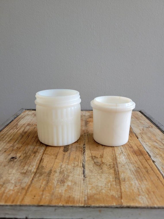 Vintage Set of 2 Milkglass Jars. Old Maclarens Imperial Cheese Jar