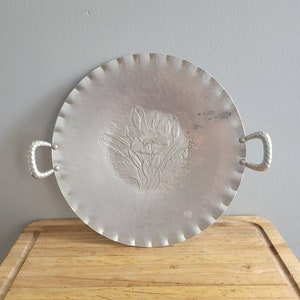 Vintage Handforged Aluminum Everlast Large Platter. Old Large Aluminum Cheese Tray. Antique Metal Charcuterie