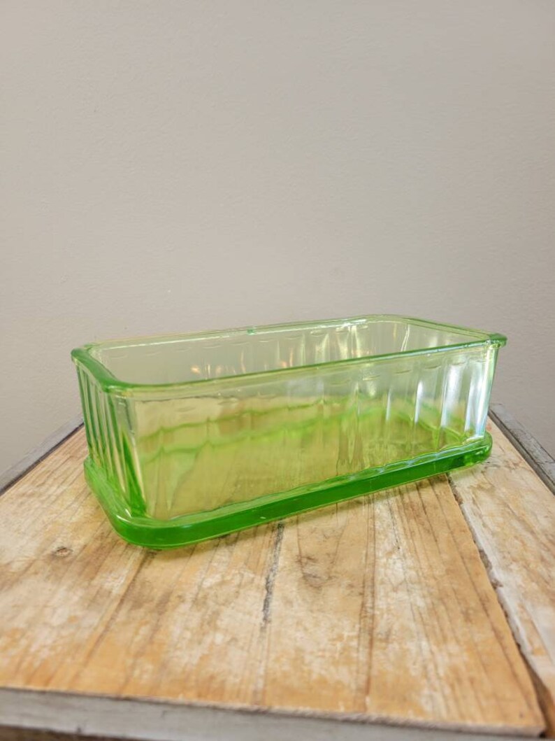 Vintage Green Depression Glass Square Refrigerator Dish. Old Etsy