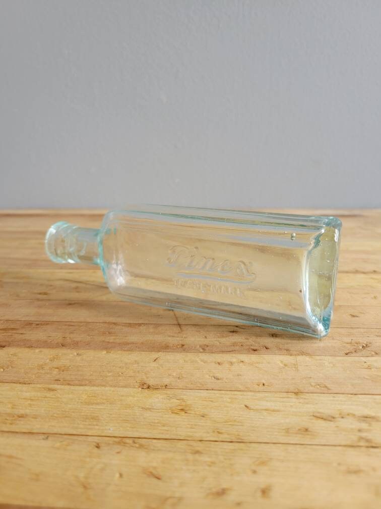 Vintage Blue Glass Pinex Cough Syrup Bottle. Old Sea Blue Cork Etsy