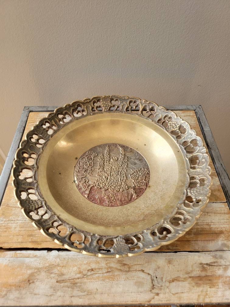 Vintage Brass Made in Korea Large Bowl. Old Brass Art Deco Etsy
