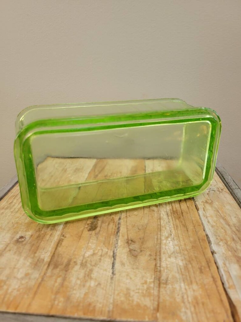 Vintage Green Depression Glass Square Refrigerator Dish. Old Etsy
