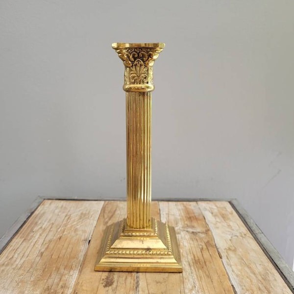 Vintage Tall Brass Candlestick Holder. Old Made in India Candle Holder. Holiday Decor.