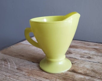 Vintage Bright Yellow Anchor Hocking Creamer Pitcher.. Antique Small Yellow Pitcher. Old Mid Century Creamer Dish.