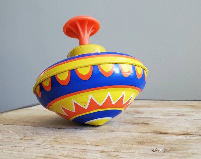 Vintage Child's Metal Spinning Top. Antique Tin Spin Top. Etsy