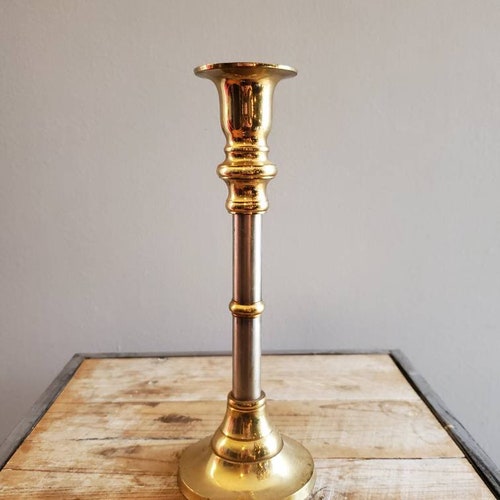 Vintage Brass Candlestick Holder. Metal Gold Candlestick Etsy