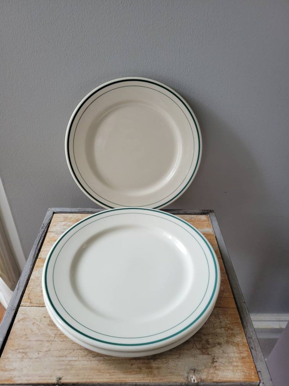 Vintage Syracuse China Green Rim Plates. Old Cafeware. Antique Etsy