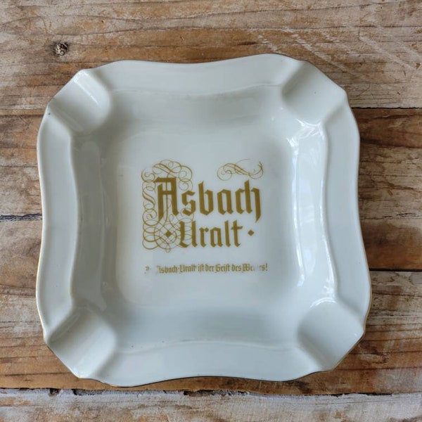 Vintage Asbach Uralt Brandy Glass Ashtray.  Old Memorabilia Ash Tray. German Ashtray.