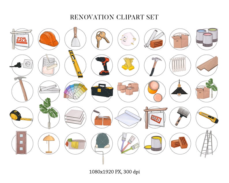 realtor business clipart icons set for social media