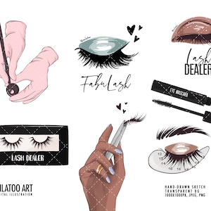 Eyelashes clipart , lash artist maker logo, long eyelashes tech illustration makeup beauty cosmetics sublimation design lash technician png
