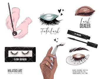 Clipart di ciglia, logo di un creatore di ciglia, illustrazione tecnica di ciglia lunghe, trucco, bellezza, cosmetici, design a sublimazione, tecnico delle ciglia png