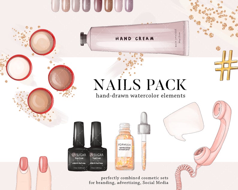Nails clipart beauty salon logo Instagram acrylic manicure tech instagram highlight cover social media template, nail shop tools icons set image 3