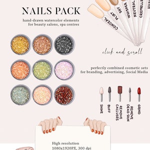 Nails clipart beauty salon logo Instagram acrylic manicure tech instagram highlight cover social media template, nail shop tools icons set image 2